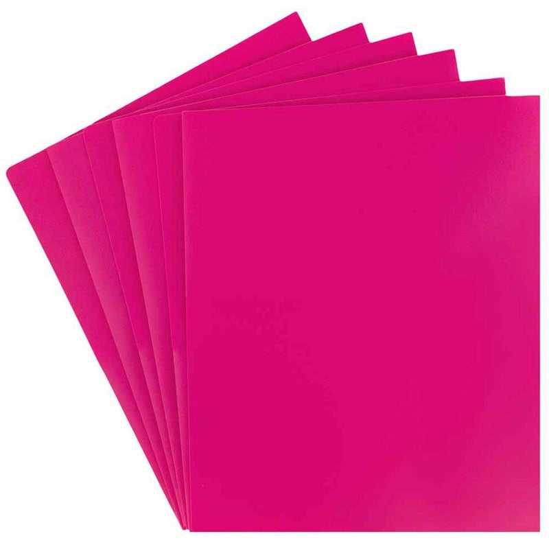 JAM PAPER Heavy Duty Plastic 2 Pocket Extra Tough School Folders - Fuchsia Hot Pink - 6/Pack - Image 3